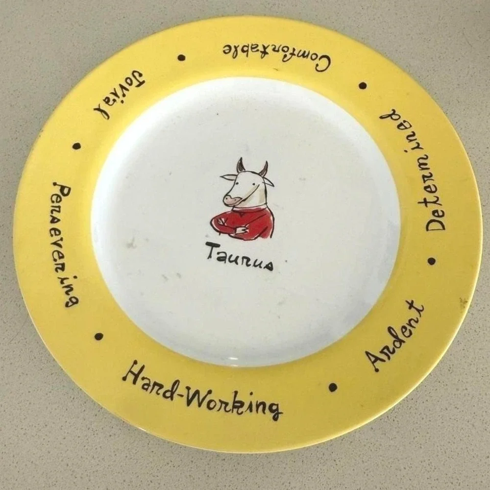 Pottery Barn Taurus Zodiac Plate 8 inch Astrology Sign‎ Dish
